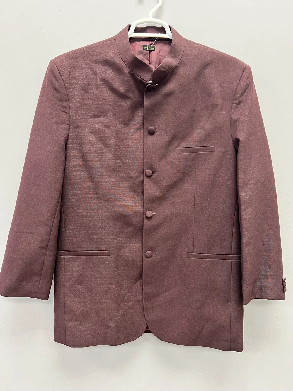 Gianni Veroni Men's Mandarin Collar Blazer in Dusty Mauve 42L
